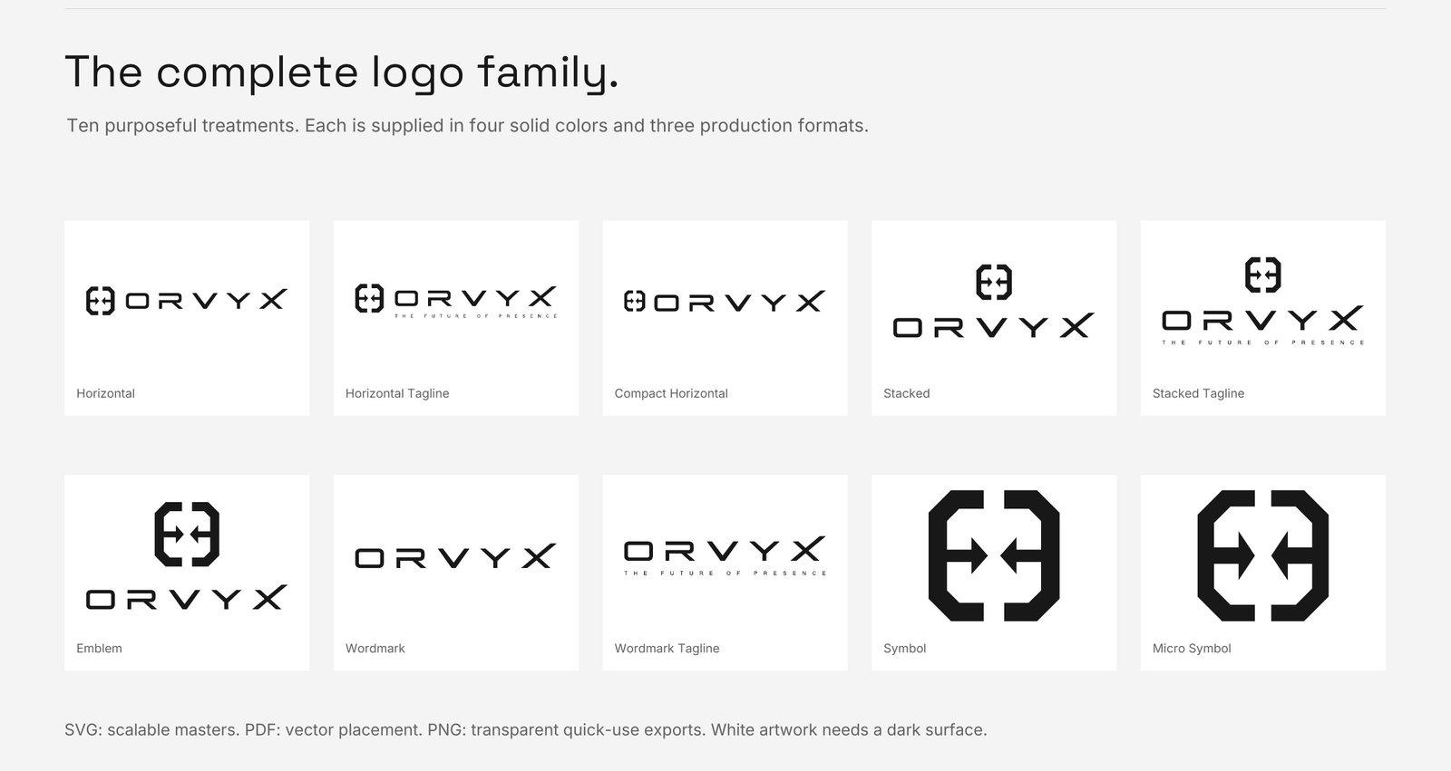 ORVYX: Construction and logo family (2 of 2)